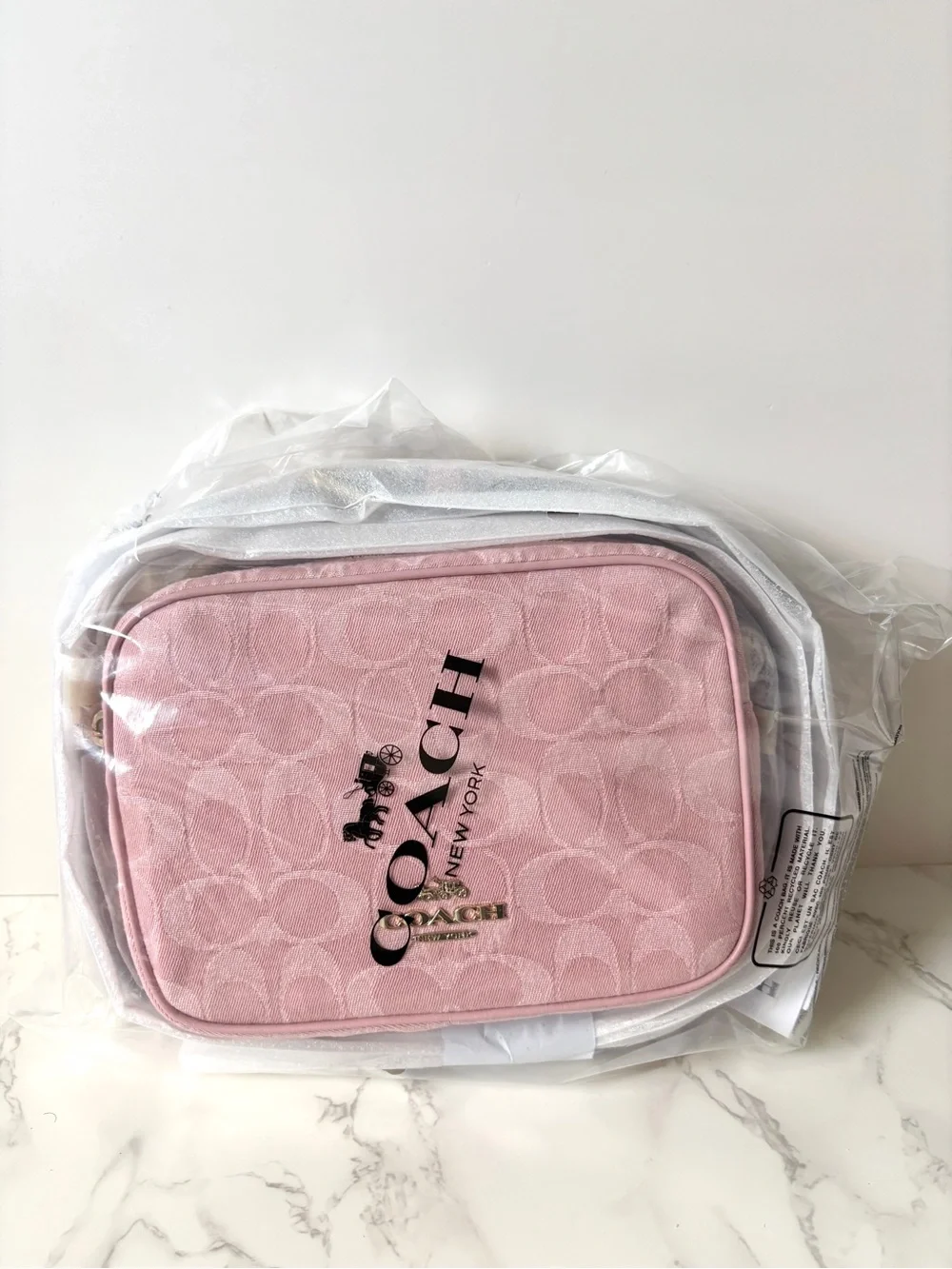 New Coach Mini Carey Shoulder Bag in Signature Denim Pink Limited Release